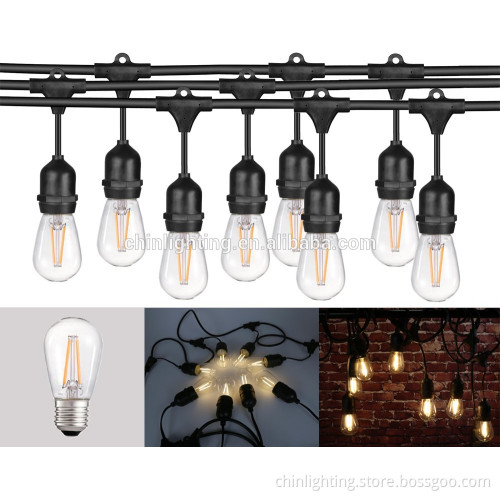 Commercial grade Weatherproof Indoor & Outdoor string lights ST45 Edison Filament bulbs
